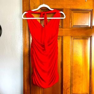 Red runched dress